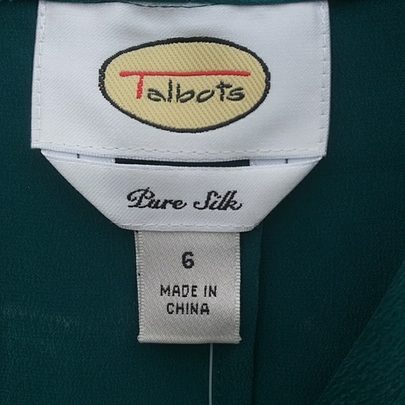 Talbots 100% Silk Blouse Green Size 6 - Picture 3 of 5